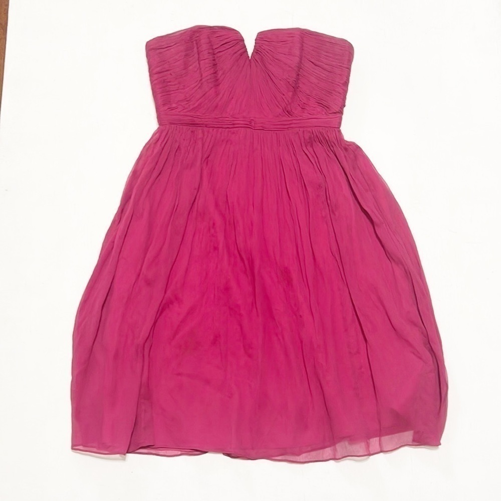 J.Crew 100% SILK Bridesmaid Chiffon Strapless Dress Size 4